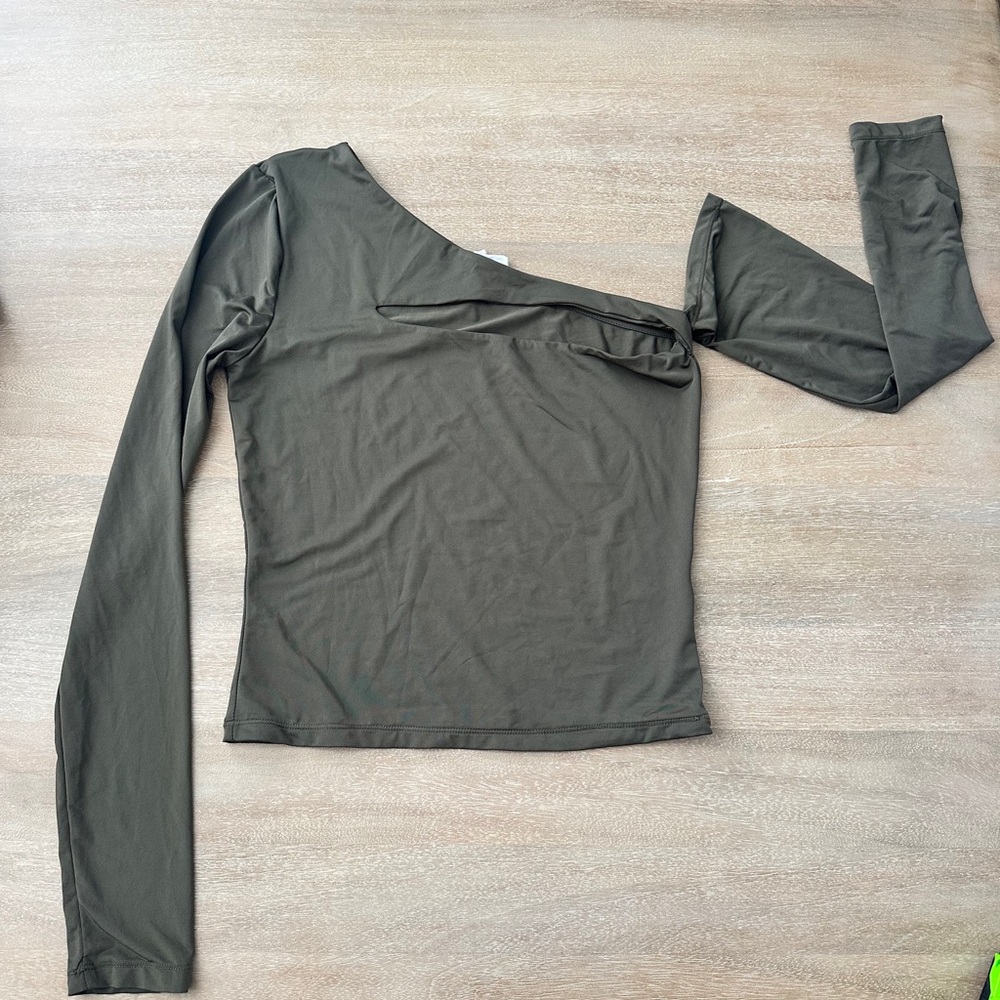Cotton On Asymmetrical Olive Blouse